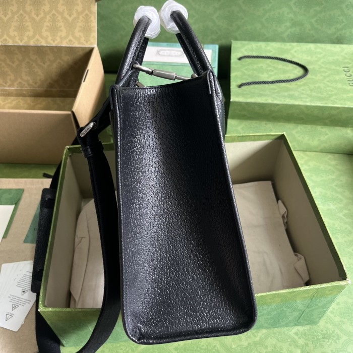 Gucci Unisex Jumbo GG Tote Bag Black Jumbo GG Canvas Hook Closure