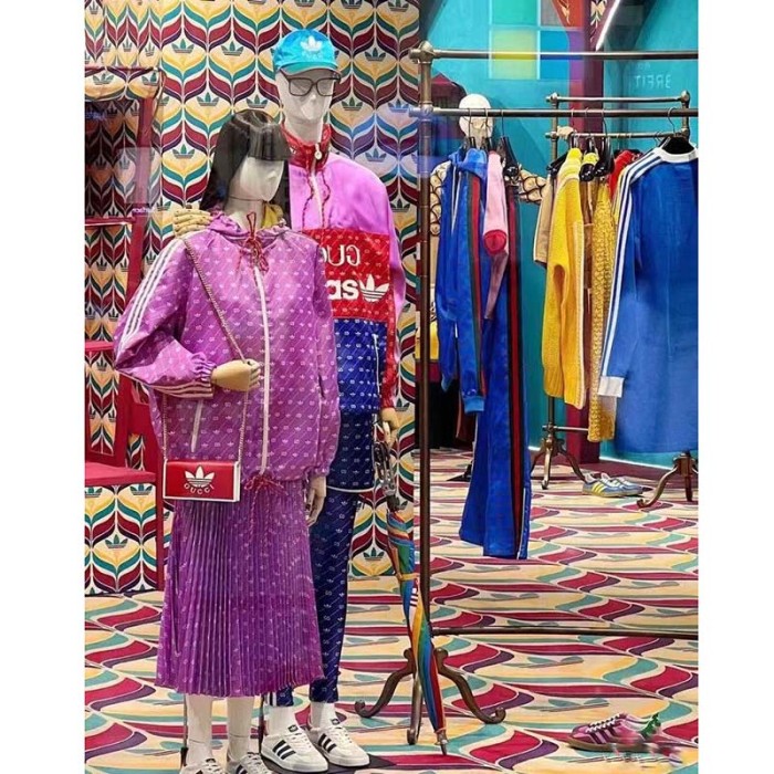 Gucci Women GG Adidas x Gucci Wallet Chain Red Off-White Leather Interlocking G