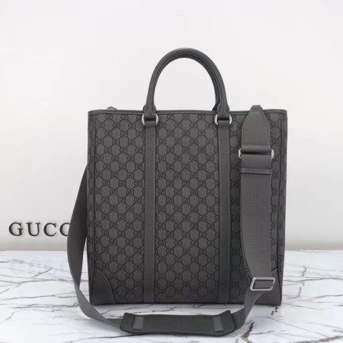 Gucci GG Unisex Ophidia Medium Tote Bag Grey Black GG Supreme Tender Canvas
