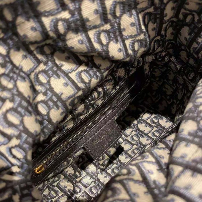 Dior Women Medium Lady Dior Bag Natural Wicker and Blue Dior Oblique Jacquard