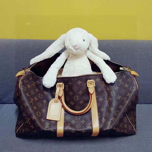 Louis Vuitton LV Unisex Keepall Bandoulière 55 Coated Canvas Natural Cowhide Leather M41414