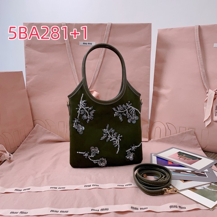 5BA281 miu new beaded embroidered ivy bag