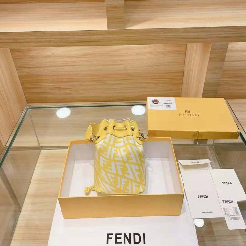 Fendi Women Mon Tresor Glazed Canvas Mini-Bag-Yellow
