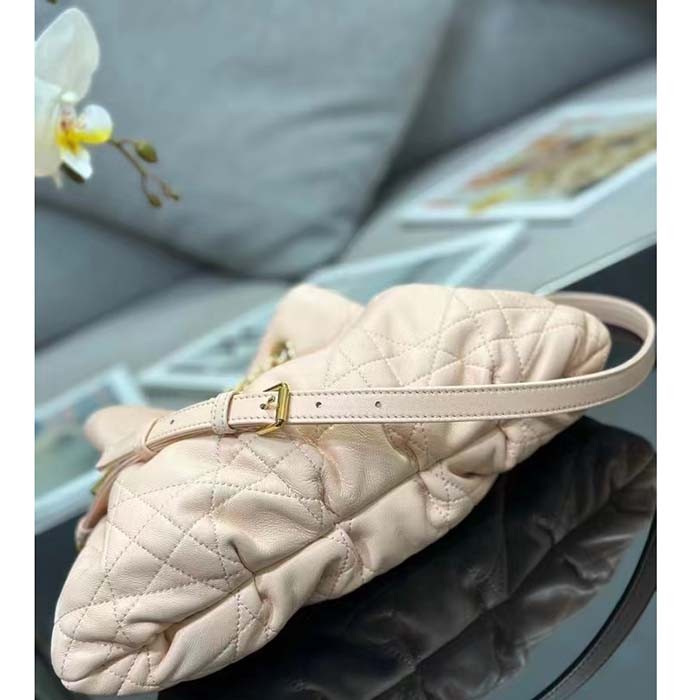 Dior Women CD Large Ammi Bag Aesthetic Beige Supple Macrocannage Lambskin