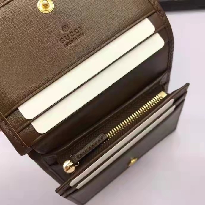 Gucci Unisex 1955 Horsebit Key Case Wallet Beige Ebony GG Supreme Canvas