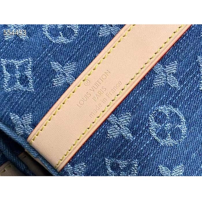 Louis Vuitton LV Unisex Keepall Bandoulière 45 Bleu Denim GOTS Certified Cotton Monogram Denim Canvas M24315