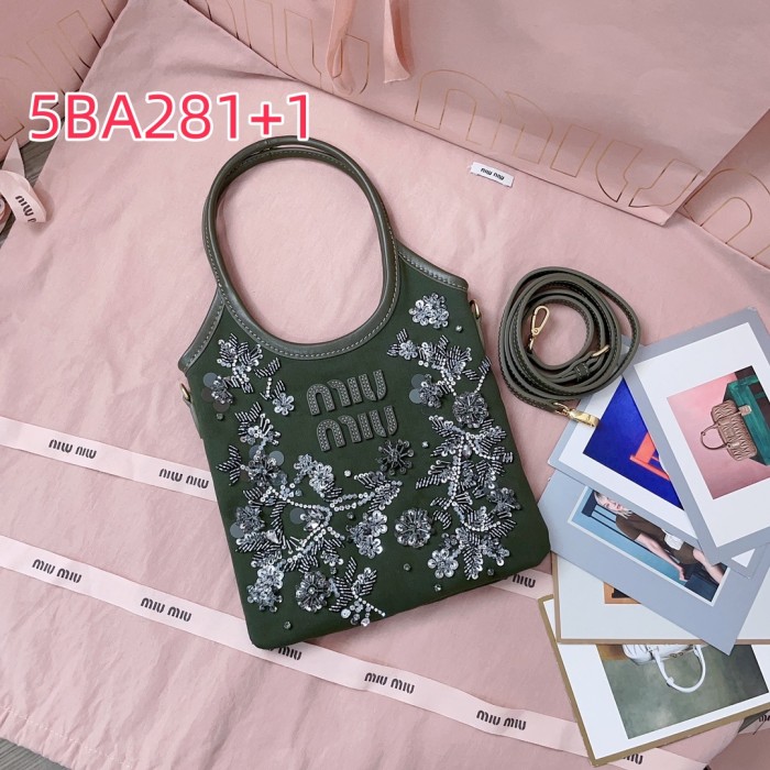 5BA281 miu new beaded embroidered ivy bag