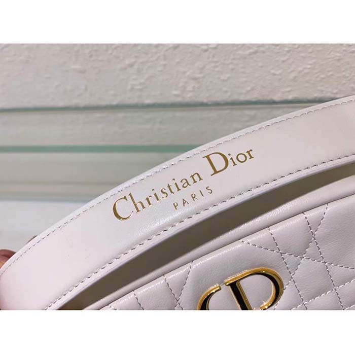 Dior Women Small Dior Caro Top Handle Camera Bag Latte Macrocannage Calfskin