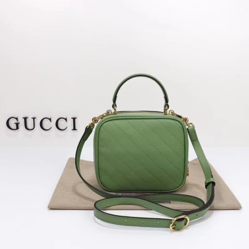 Gucci Women GG Blondie Top Handle Bag Light Green Leather Round Interlocking G
