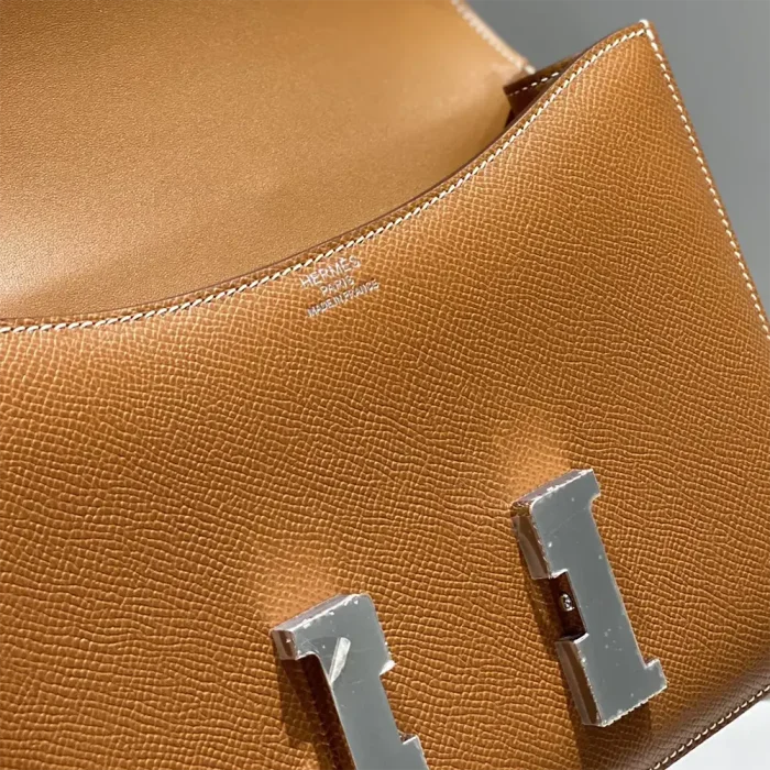 Hermes Women Constance 19 Bag Epsom Leather-Brown/Silver
