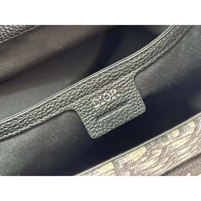 Dior Unisex CD Gallop Backpack Beige Black Oblique Jacquard Black Grained Calfskin