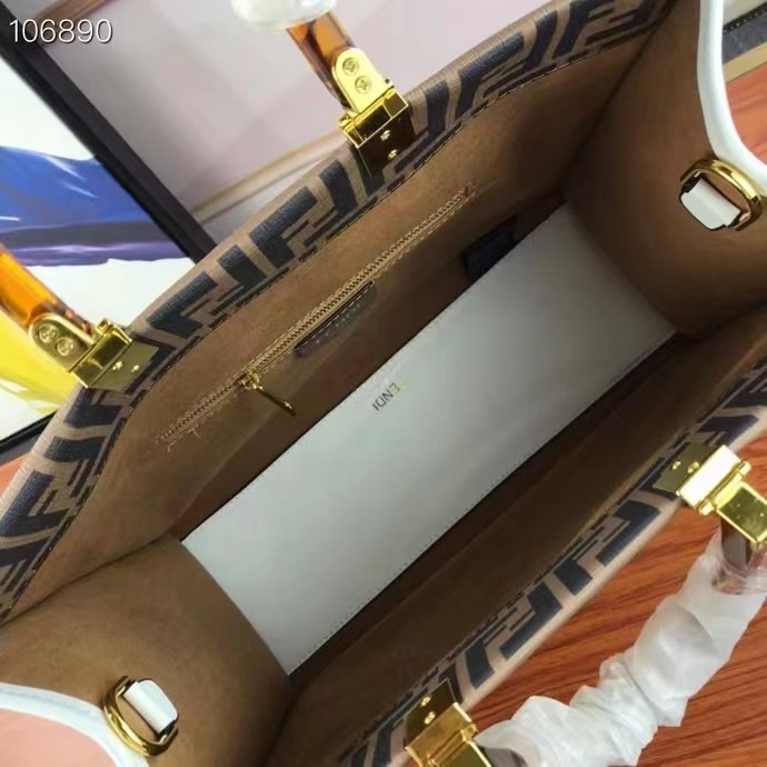 Fendi FF Women Sunshine Medium FF Glazed Fabric Shopper Inlay