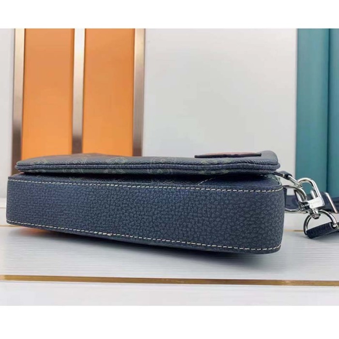 Louis Vuitton LV Unisex Trio Messenger Bag Dark Green Monogram Coated Canvas Cowhide