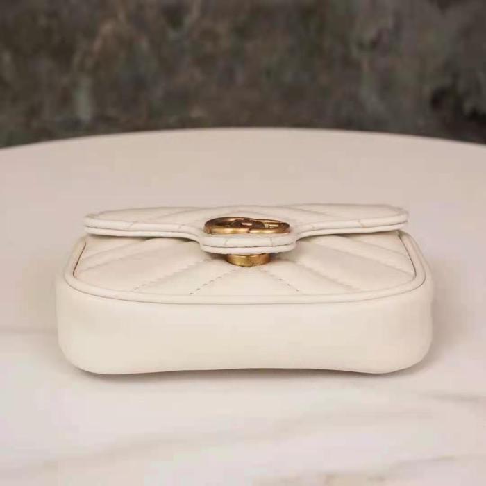 Gucci GG Women GG Marmont Matelassé Leather Super Mini Bag White Matelassé Chevron