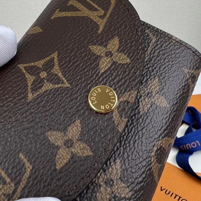 Louis Vuitton LV Unisex Rosalie Coin Purse Fuchsia Pink Monogram Coated Canvas Grained Cowhide Leather