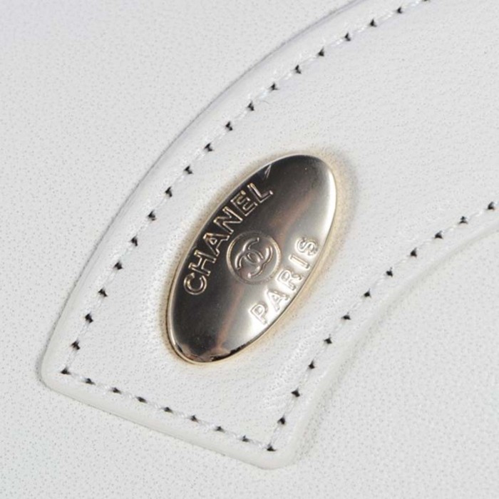 Chanel Women Large Double C Gold Chain Cross Body Flap Bag-White