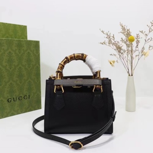 Gucci GG Women Diana Mini Tote Bag Black Leather Double G