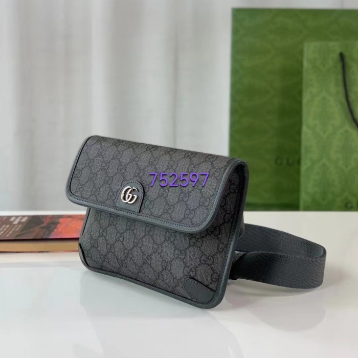Gucci Unisex Ophidia GG Small Belt Bag Grey Black GG Supreme Canvas Double G