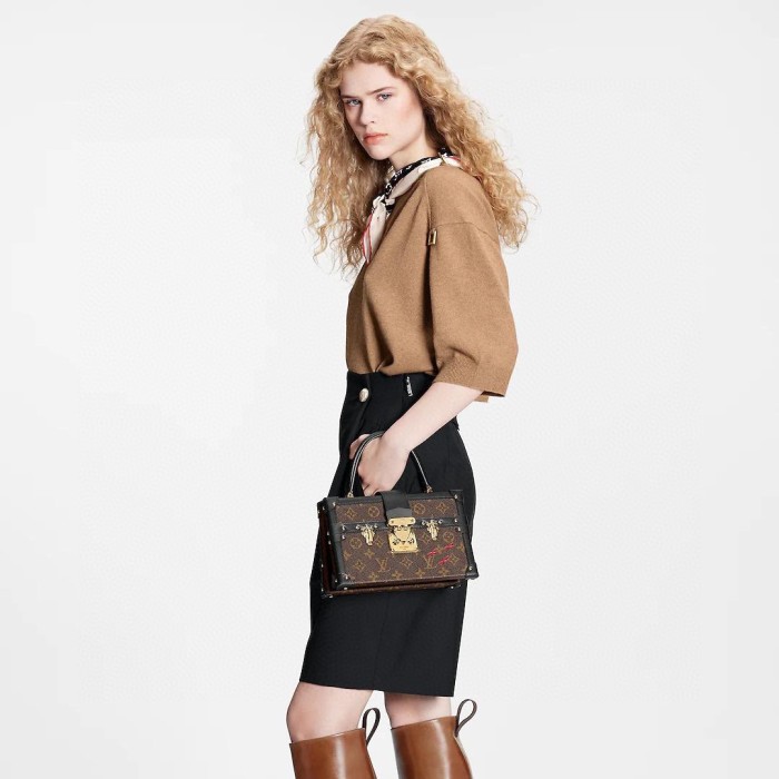 Louis Vuitton LV Unisex Petite Malle V. Monogram Coated Canvas S-Lock