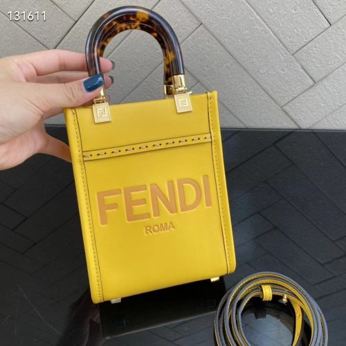 Fendi Women Mini Sunshine Shopper Yellow Leather Mini Bag