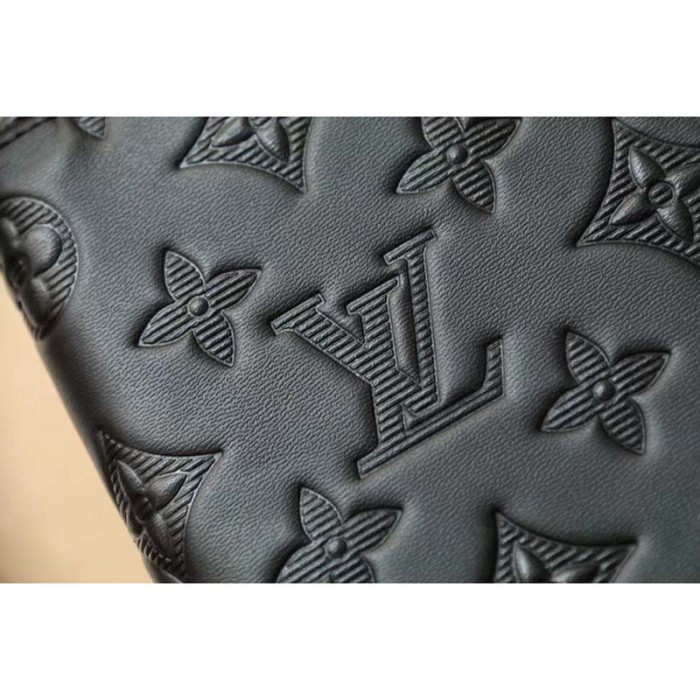 Louis Vuitton LV Unisex Brazza Wallet Vertical Black Monogram Shadow Calf Leather