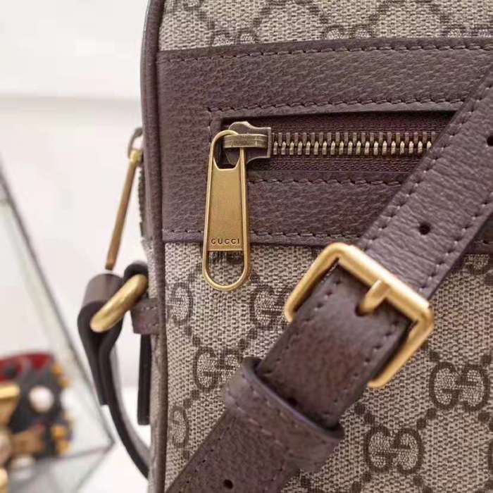 Gucci GG Men Ophidia GG Small Messenger Bag in Beige/Ebony Soft GG Supreme Canvas