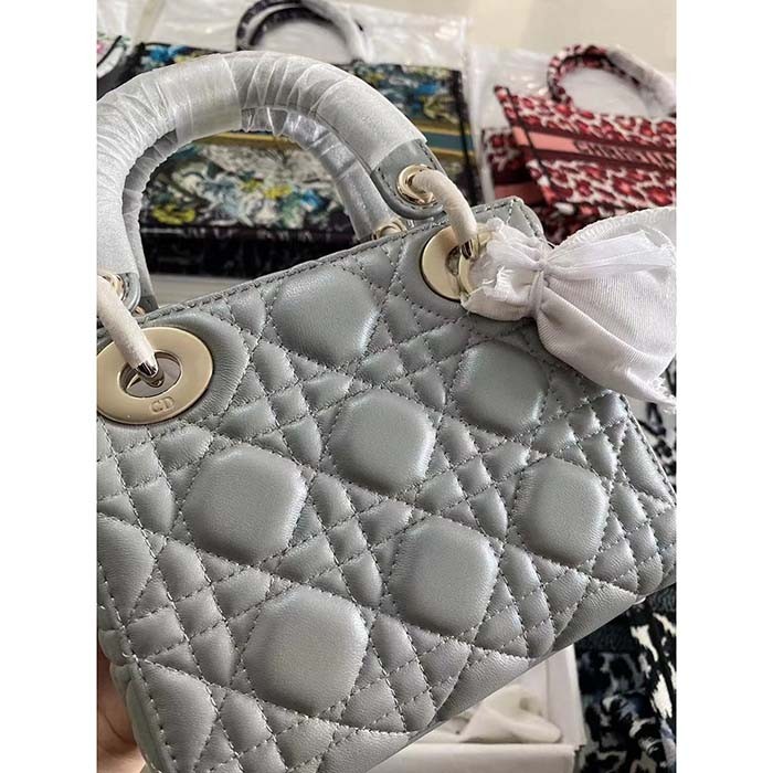 Dior Women CD Small Lady Dior My ABCDior Bag Stone Gray Cannage Lambskin Reference: M0538ONGE_M41G