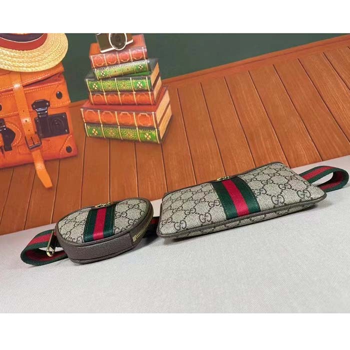 Gucci Unisex Ophidia GG Heart Utility Belt Coin Purse Pouch Beige Ebony Supreme Canvas