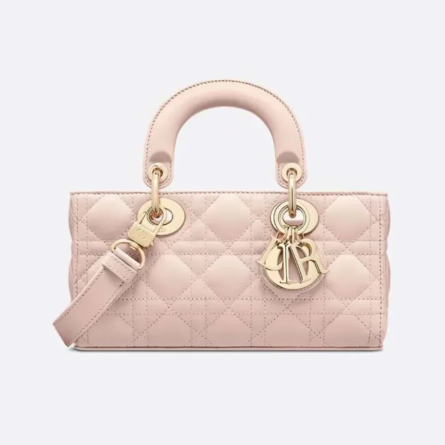 Dior Women Small Lady D-Joy Bag Powder Pink Cannage Lambskin