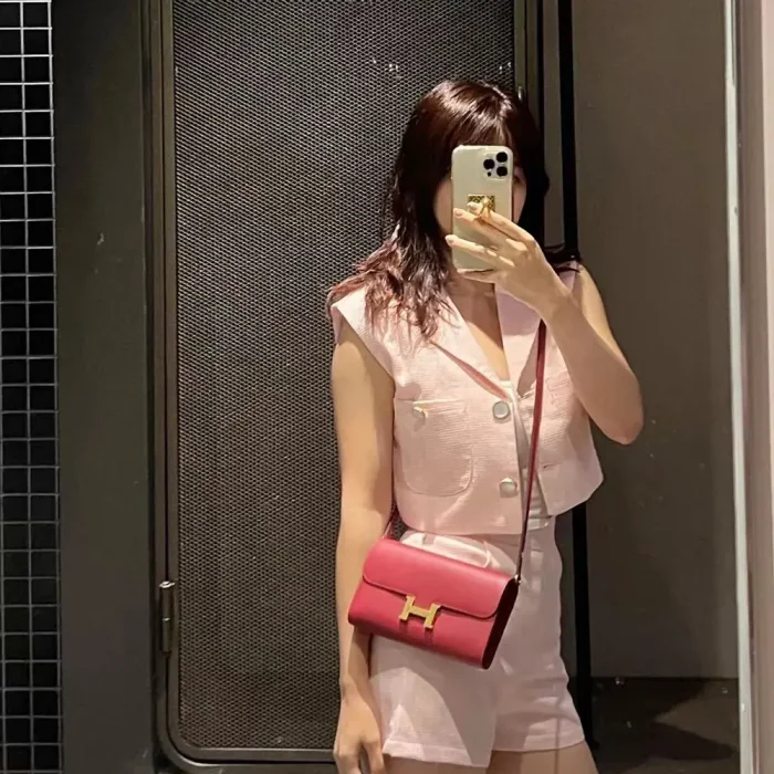 Hermes Women Constance Long To Go in Epsom Leather-Red