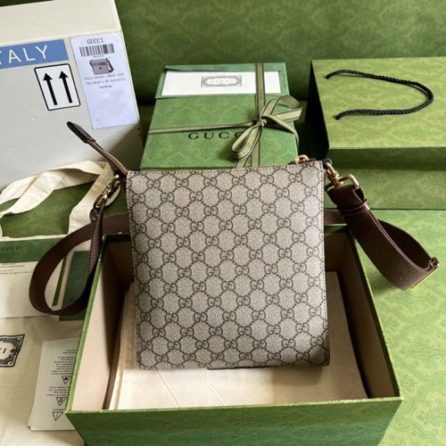 Gucci Unisex GG Supreme Messenger Bag Beige Ebony GG Supreme Canvas