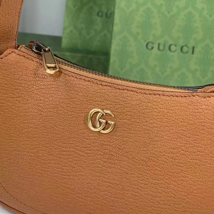Gucci Women GG Aphrodite Mini Shoulder Bag Double G Orange Soft Leather