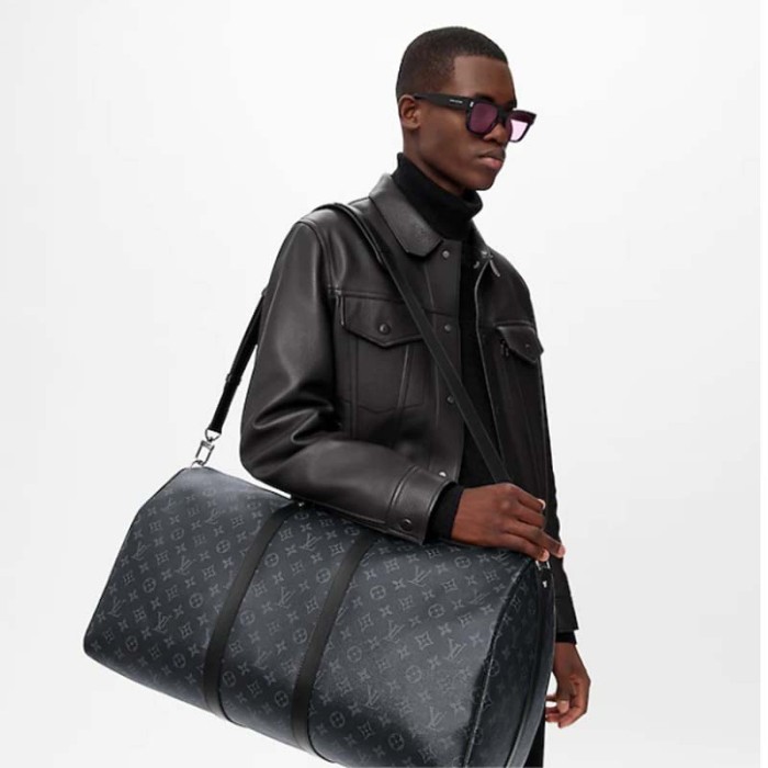 Louis Vuitton LV Unisex Keepall Bandoulière 55 Travel Bag Coated Canvas Cowhide