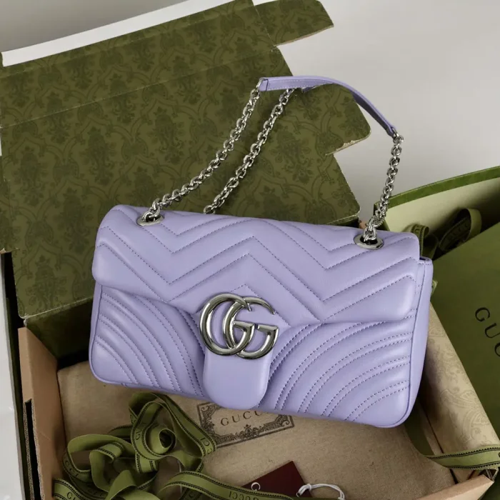 Gucci Women GG Marmont Small Shoulder Bag-Purple 837280AAFA15306