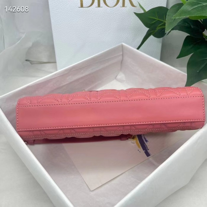 Dior Women CD Medium Lady D-Joy Bag Rust-Colored Cannage Lambskin