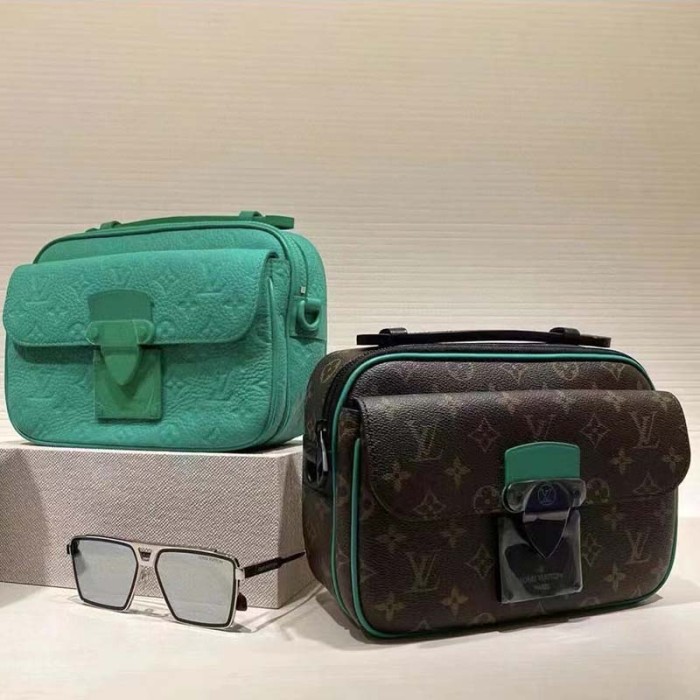 Louis Vuitton LV Unisex S Lock Messenger Brown Monogram Macassar Coated Canvas