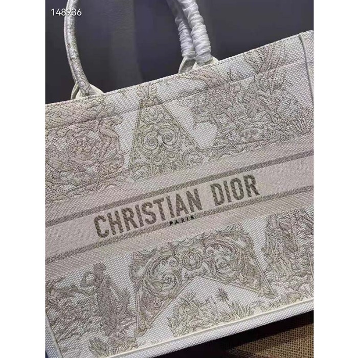 Dior Women Dior Book Tote Gold-Tone Around the World Stella Embroidery