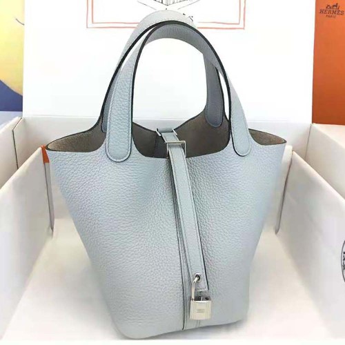 Hermes Women Picotin Lock 22cm in Cowhide leather-Blue