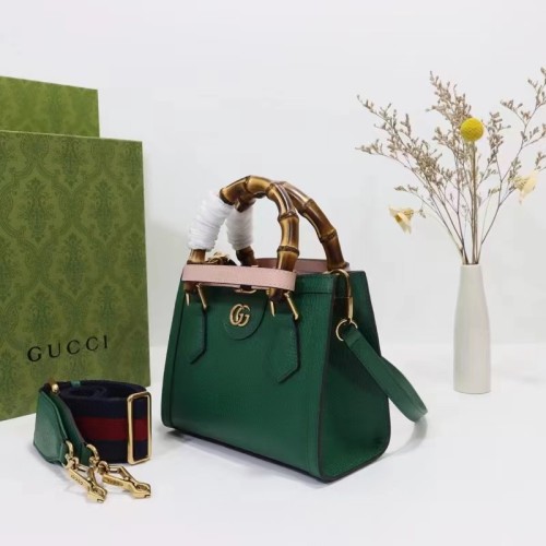 Gucci GG Women Gucci Diana Mini Tote Bag Green Leather Double G