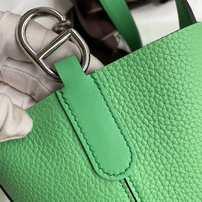 Hermes Women In the Loop 18 Handbag Clemence Leather-Green/Silver
