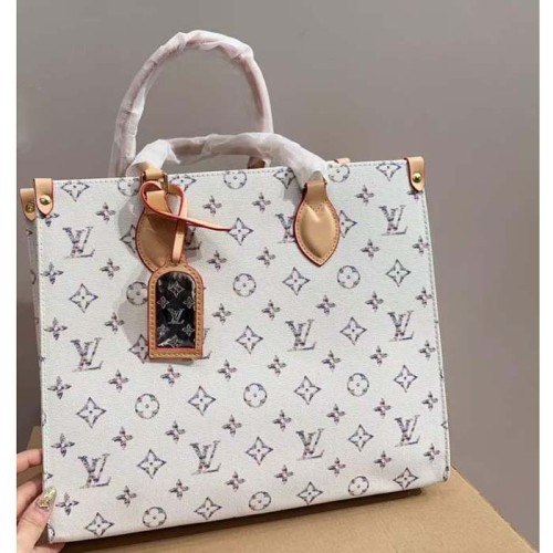 Louis Vuitton LV Unisex OnTheGo MM Multicolor Beige Monogram Jacquard Fabric M24708