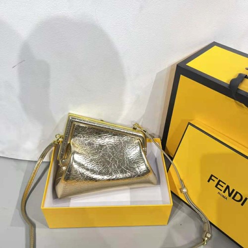 Fendi Women First Small Gold Laminated Leather Bag