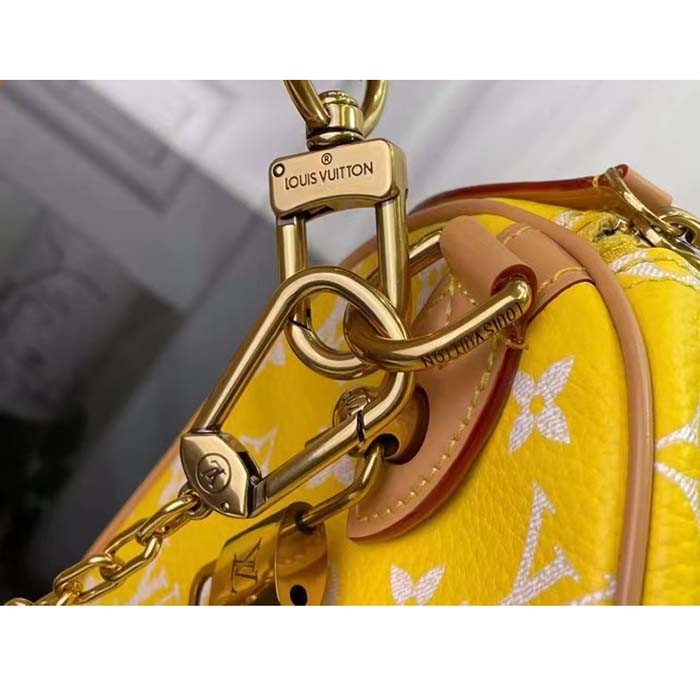 Louis Vuitton LV Unisex Speedy P9 Bandoulière 25 Yellow Soft Calfskin Natural Cowhide-Leather