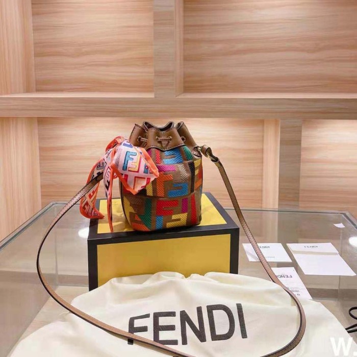 Fendi Women Mon Tresor Multicolor FF Canvas Mini-Bag