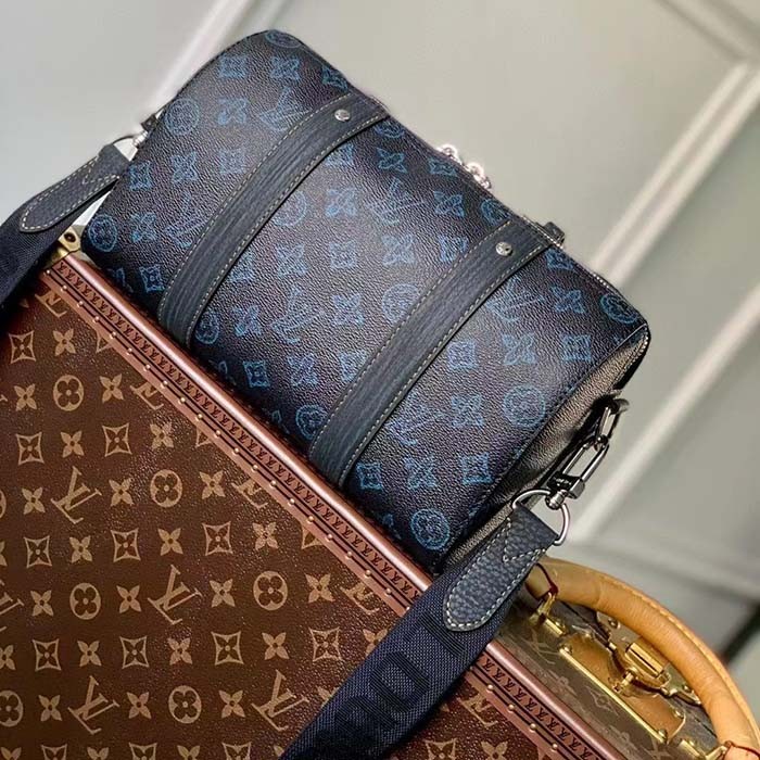 Louis Vuitton LV Unisex City Keepall Blue Monogram Coated Canvas Cowhide