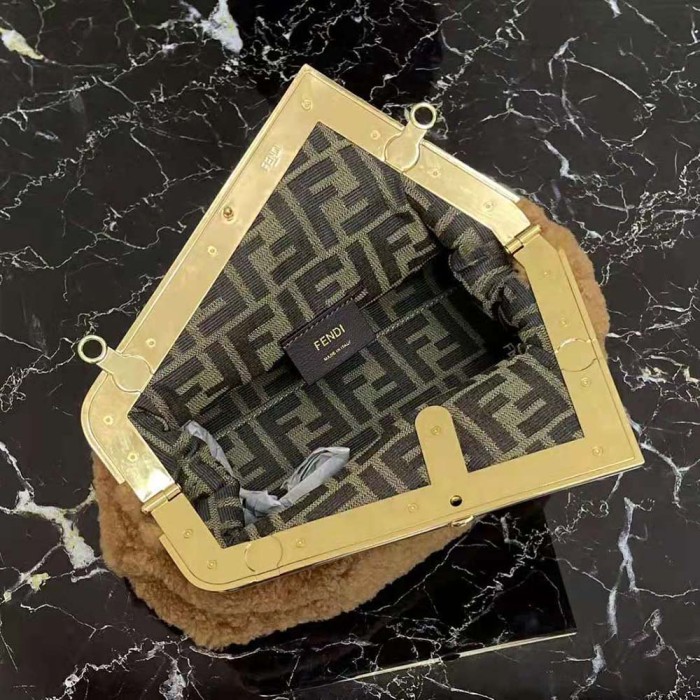 Fendi Women First Medium Beige Sheepskin Bag