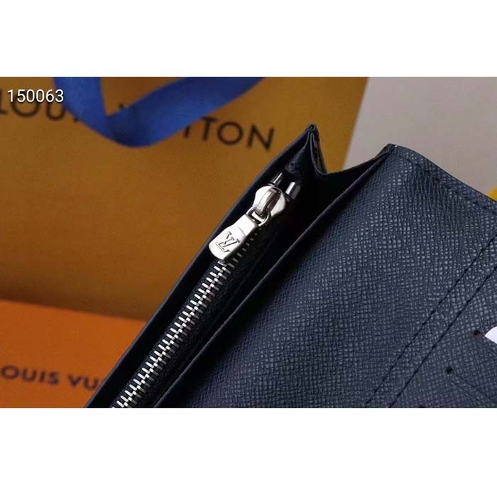 Louis Vuitton LV Unisex Brazza Wallet Taïga Leather Discreetly Stamped LV Initials