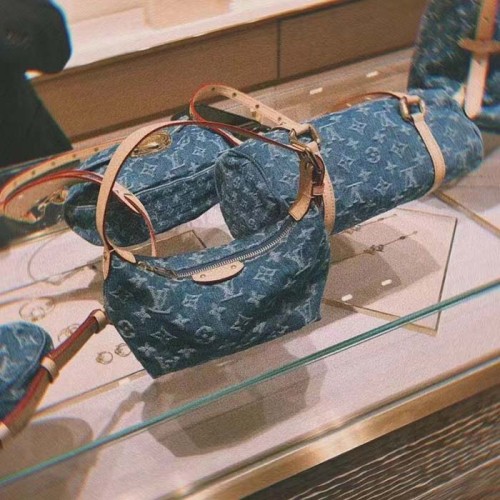 Louis Vuitton LV Unisex Hills Pochette Denim Blue GOTS Certified Cotton Monogram Denim