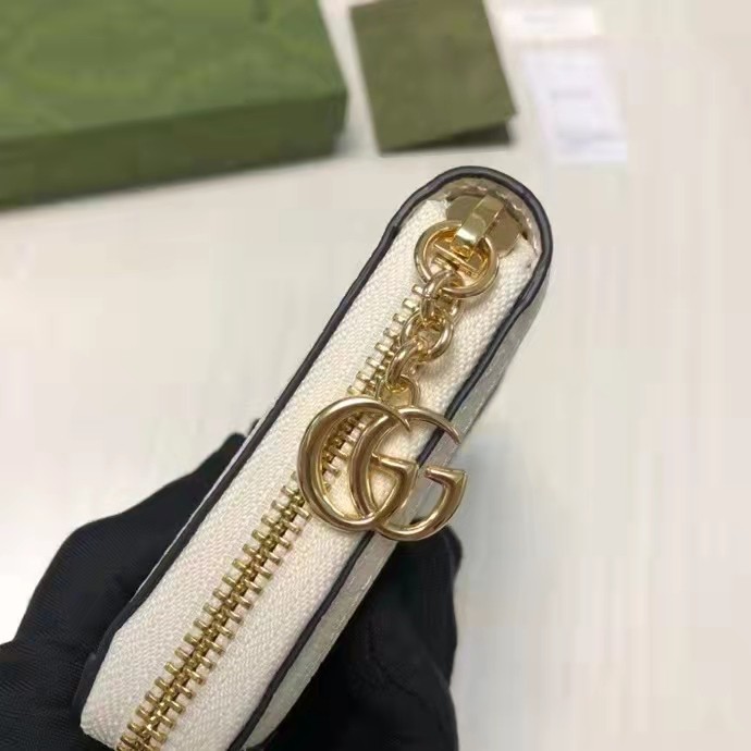 Gucci Unisex Ophidia Card Case Wallet Web Beige Ebony GG Supreme Canvas