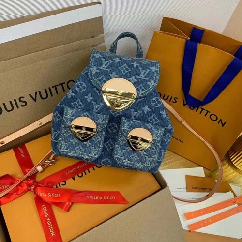 Louis Vuitton LV Unisex Venice Denim Blue GOTS Certified Cotton Monogram Denim Canvas